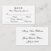 Cartes RSVP de mariage officielles en noir et blan (Devant / Derrière)