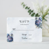 Cartes RSVP de mariage Peony peint de la marine Du (Debout devant)