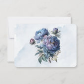 Cartes RSVP de mariage Peony peint de la marine Du (Dos)