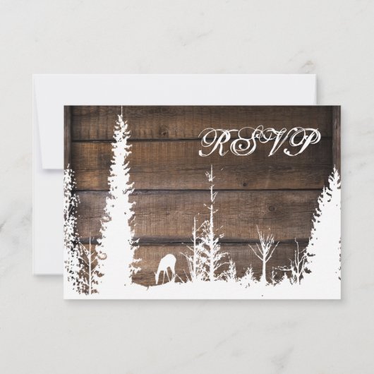 Cartes RSVP de mariage pour cerfs de bois rustique (Dos)