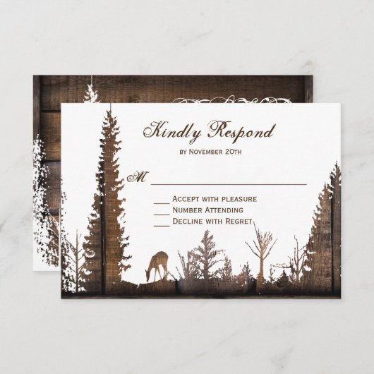 Cartes RSVP de mariage pour cerfs de bois rustique