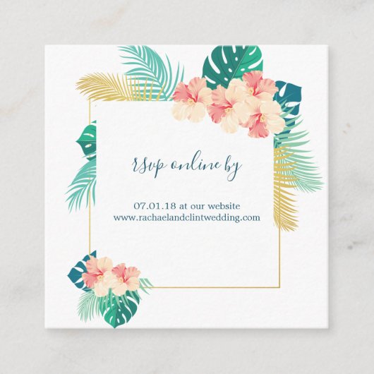 Cartes RSVP de mariage pour hibiscus hawaïens (Devant)