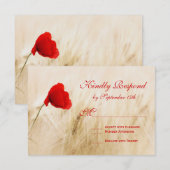 Cartes RSVP de mariage pour la fleur de pavot roug (Devant / Derrière)