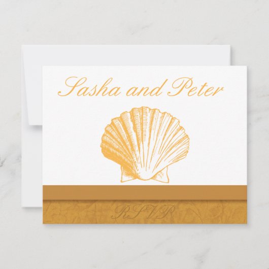 Cartes RSVP de mariage pour plage de sable doré (Devant)