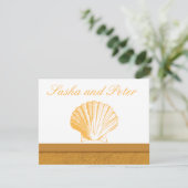 Cartes RSVP de mariage pour plage de sable doré (Debout devant)