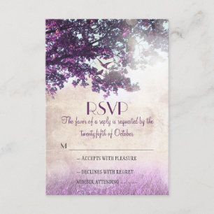Cartes RSVP de mariage pour vieux chêne violet