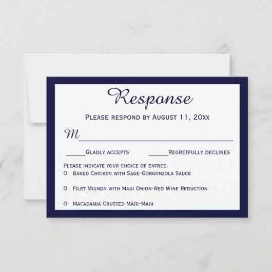 Cartes RSVP de mariage pour voilier bleu marine na (Devant)