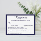 Cartes RSVP de mariage pour voilier bleu marine na (Debout devant)