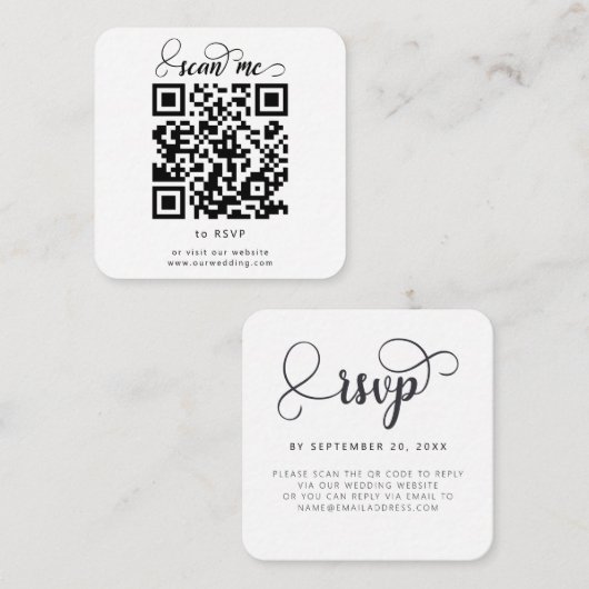 Cartes RSVP de mariage QR Code RSVP RSVP (Devant / Derrière)