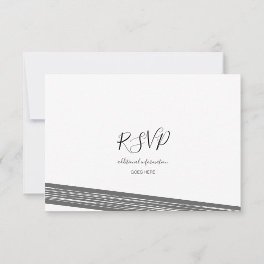 Cartes RSVP de mariage rayé noir & blanc modernes (Dos)