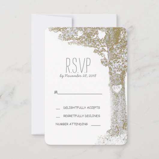 Cartes RSVP de mariage romantique rustique (Devant)