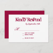 Cartes RSVP de mariage rose chaud Fuchsia (Devant / Derrière)