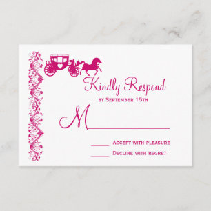 Cartes RSVP de mariage rose chaud pour cheval et t