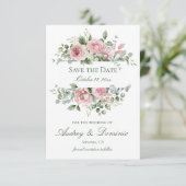 Cartes RSVP de mariage rose floral (Debout devant)