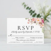 Cartes RSVP de mariage rose floral avec option de (Debout devant)