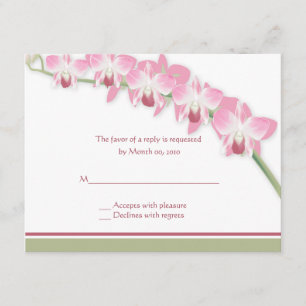 Cartes RSVP de mariage rose orchidée