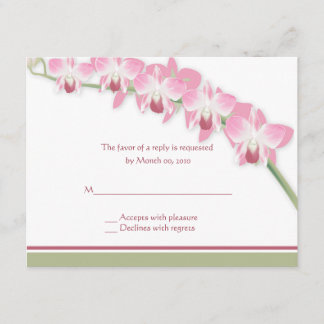 Cartes RSVP de mariage rose orchidée