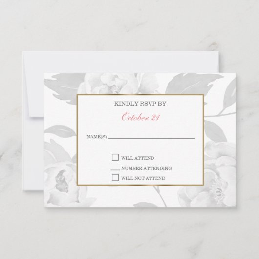 Cartes RSVP de mariage rose Peony Floral (Devant)