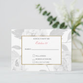 Cartes RSVP de mariage rose Peony Floral (Debout devant)
