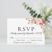 Cartes RSVP de mariage rose rustique (Debout devant)