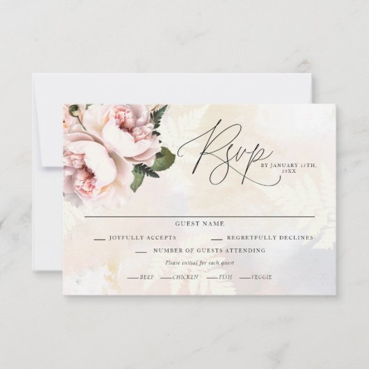 Cartes RSVP de mariage rose vif (Devant)