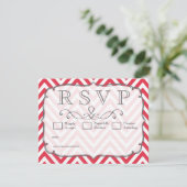 Cartes RSVP de Mariage Rouge et Blanc Pavot Chevro (Debout devant)