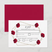 Cartes RSVP de mariage rouge géométrique et élégan (Devant / Derrière)