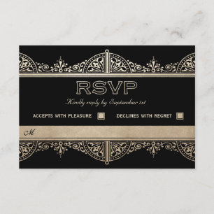 Cartes RSVP de Mariage Royal Art Déco - Gold Foil