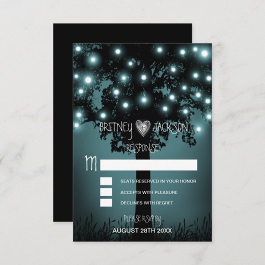 Cartes RSVP de mariage RSVP Enchanted Forest Rusti (Devant / Derrière)