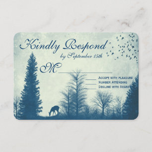 Cartes RSVP de mariage RSVP Rustic Deer Blue Count