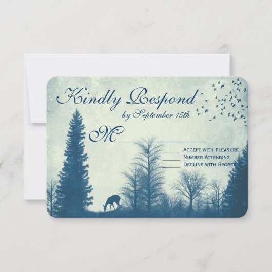 Cartes RSVP de mariage RSVP Rustic Deer Blue Count (Devant)