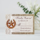 Cartes RSVP de mariage Rustic Horseshoe Star Burla (Debout devant)