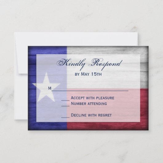 Cartes RSVP de mariage Rustic Wood Texas (Devant)