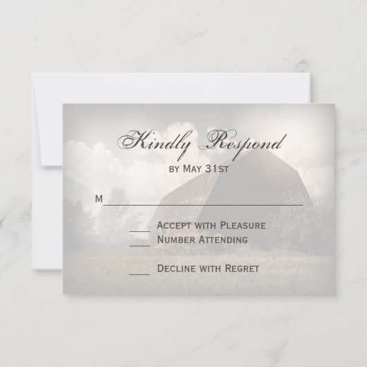 Cartes RSVP de Mariage Rustique (Dos)