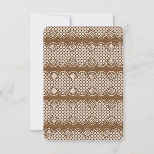 Cartes RSVP de mariage rustique Burlap Lace (Dos)