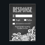 Cartes RSVP de Mariage Rustique Chalkboard et dent<br><div class="desc">Cartes RSVP Chalkboard et Lace Rustic Wedding - présente un arrière - plan de tableau de bord imprimé avec dentelle florale blanche en bas et d'élégants écritures de craie. Voir la collection complète ci-dessous</div>
