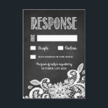 Cartes RSVP de Mariage Rustique Chalkboard et dent<br><div class="desc">Cartes RSVP Chalkboard et Lace Rustic Wedding - présente un arrière - plan de tableau de bord imprimé avec dentelle florale blanche en bas et d'élégants écritures de craie. Voir la collection complète ci-dessous</div>