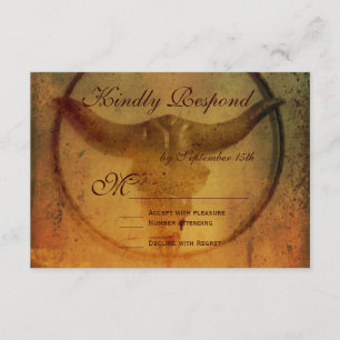 Cartes RSVP de Mariage Rustique Country Bull Horns