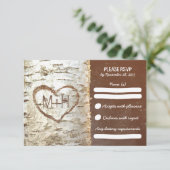 Cartes RSVP de mariage rustique de Birch Tree (Debout devant)