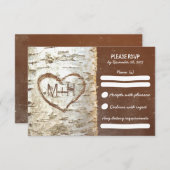 Cartes RSVP de mariage rustique de Birch Tree (Devant / Derrière)