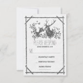 Cartes RSVP de mariage rustique de cerfs gris (Devant)