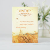Cartes RSVP de mariage rustique de champs de blé (Debout devant)