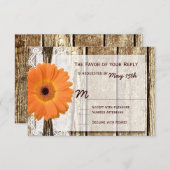 Cartes RSVP de mariage rustique en bois orange (Devant / Derrière)