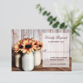 Cartes RSVP de Mariage Rustique Mason Jars Tournes (Debout devant)