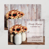 Cartes RSVP de Mariage Rustique Mason Jars Tournes (Devant / Derrière)