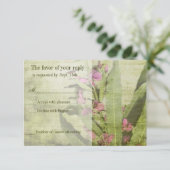 Cartes RSVP de mariage rustique rose de l'algue ro (Debout devant)