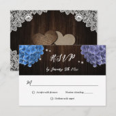 Cartes RSVP de mariage rustique violet et bleu flo (Devant / Derrière)