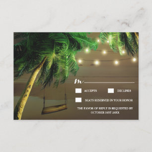 Cartes RSVP de mariage sculpté Palm Tree Beach