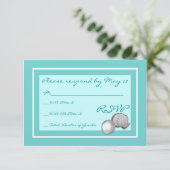 Cartes RSVP de mariage Sea Shell (Debout devant)
