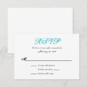 Cartes RSVP de mariage simple, bleu turquoise (Devant / Derrière)